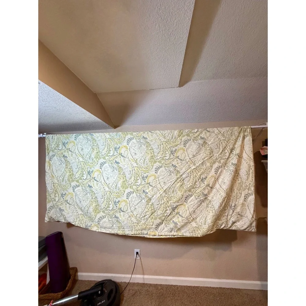 Pottery Barn Jolie Paisley Duvet Cover Full‎ Queen Sage Green Yellow Cotton 2006